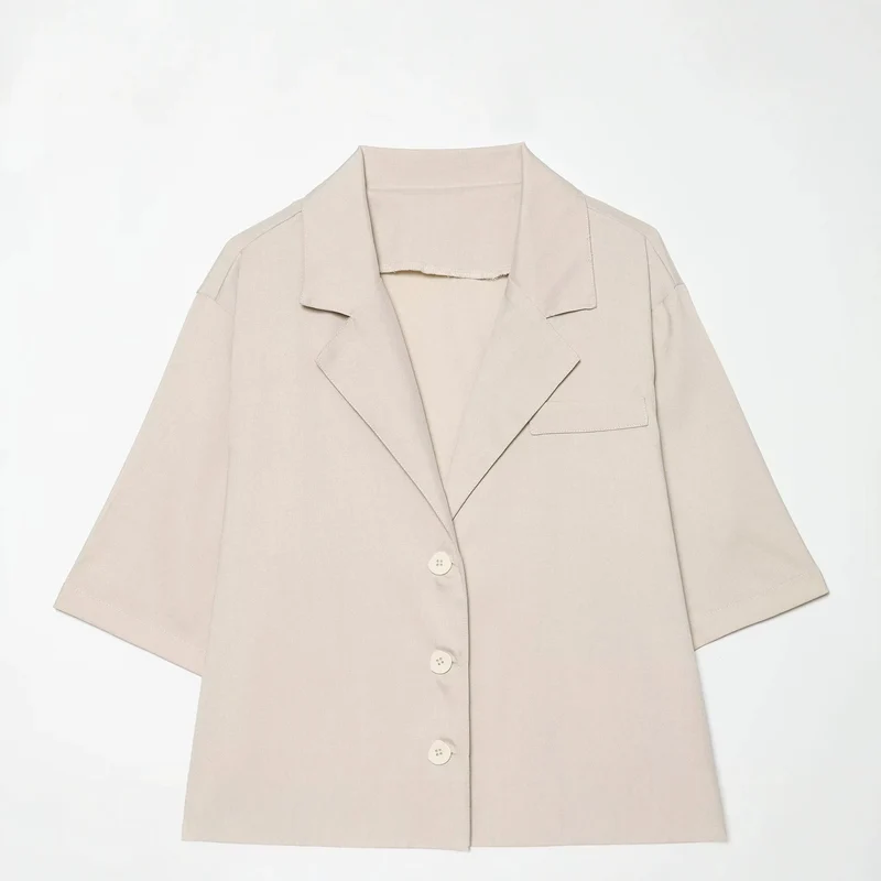 Damen Kurzblazer mit Taillengürtel und asymmetrischer Lagenfront Drune