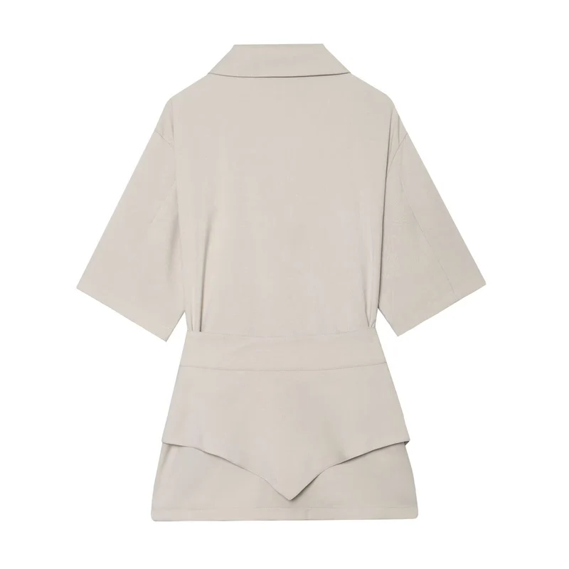 Damen Kurzblazer mit Taillengürtel und asymmetrischer Lagenfront Drune