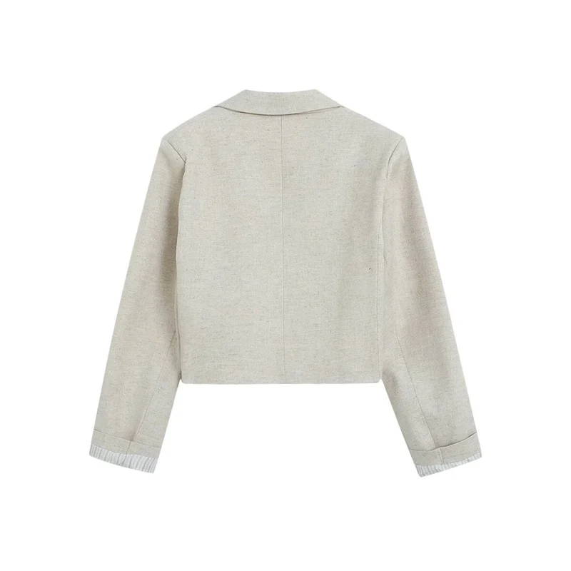 Damen Kurzblazer im Cropped‑Schnitt mit Reverskragen und Pattentaschen Drune