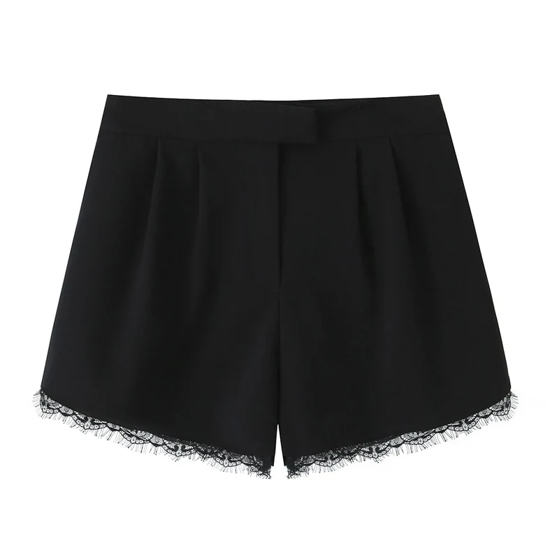 Damen Kurzblazer mit Spitzenbesatz und taillierter Cropped-Silhouette Drune