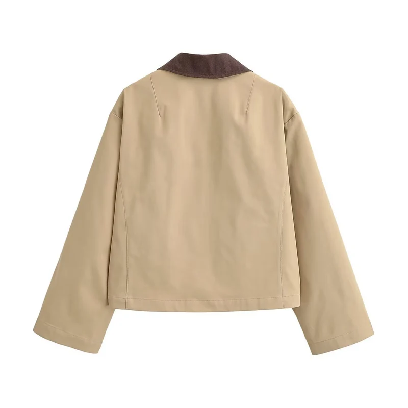 Damen Kurz geschnittene Blousonjacke mit Kontrastkragen und legerer Boxy-Silhouette Drune