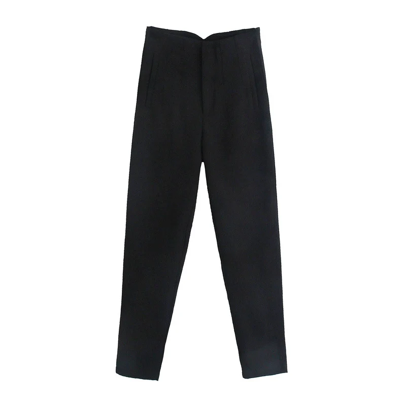 Damen Hochtaillierte tapered Anzughose mit Bügelfalte und Paspeltaschen Drune