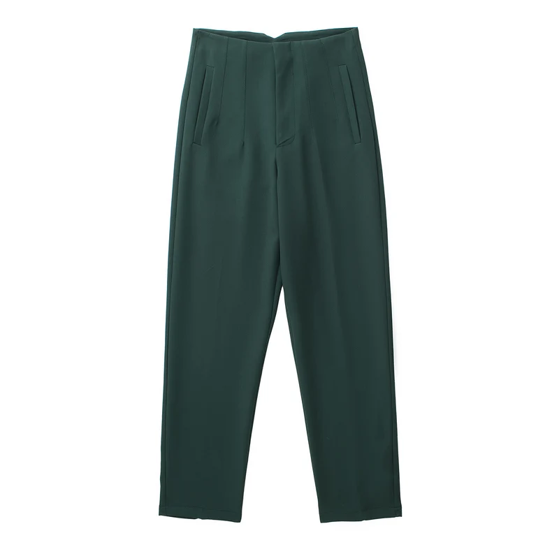 Damen Hochtaillierte tapered Anzughose mit Bügelfalte und Paspeltaschen Drune