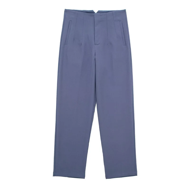 Damen Hochtaillierte tapered Anzughose mit Bügelfalte und Paspeltaschen Drune