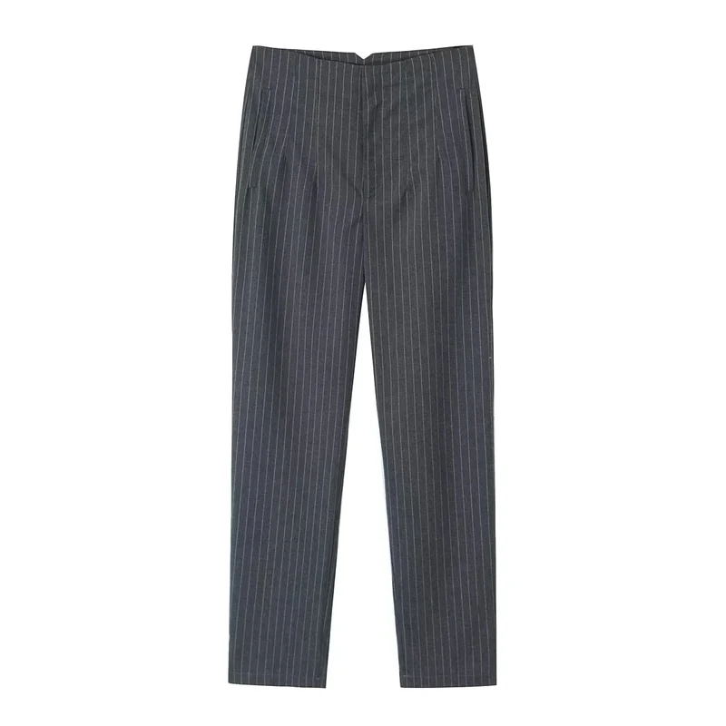 Damen Hochtaillierte tapered Anzughose mit Bügelfalte und Paspeltaschen Drune
