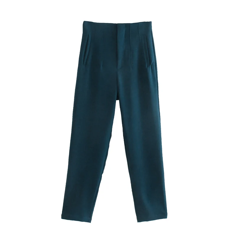 Damen Hochtaillierte tapered Anzughose mit Bügelfalte und Paspeltaschen Drune