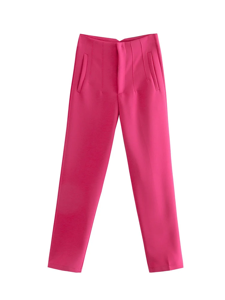 Damen Hochtaillierte tapered Anzughose mit Bügelfalte und Paspeltaschen Drune