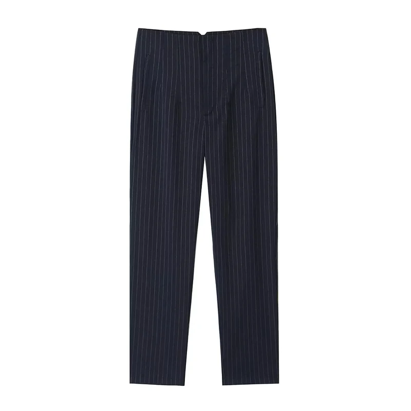 Damen Hochtaillierte tapered Anzughose mit Bügelfalte und Paspeltaschen Drune