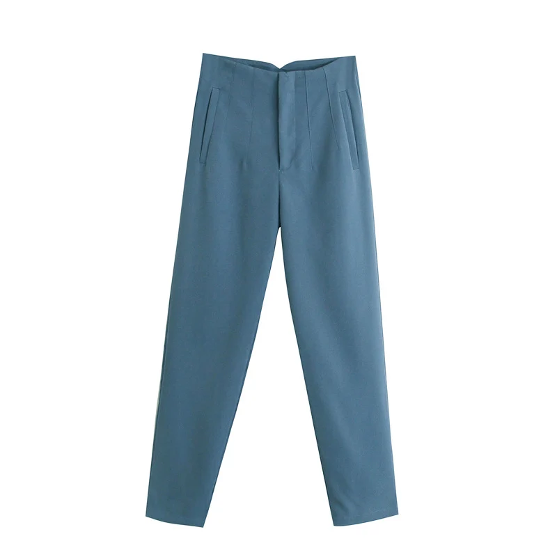 Damen Hochtaillierte tapered Anzughose mit Bügelfalte und Paspeltaschen Drune