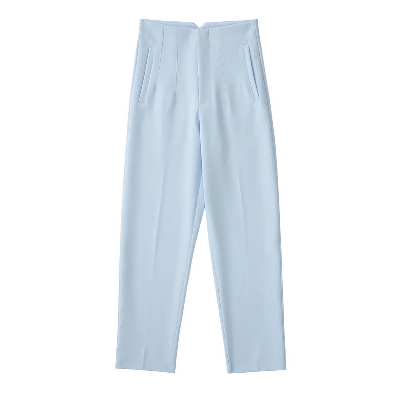 Damen Hochtaillierte tapered Anzughose mit Bügelfalte und Paspeltaschen Drune