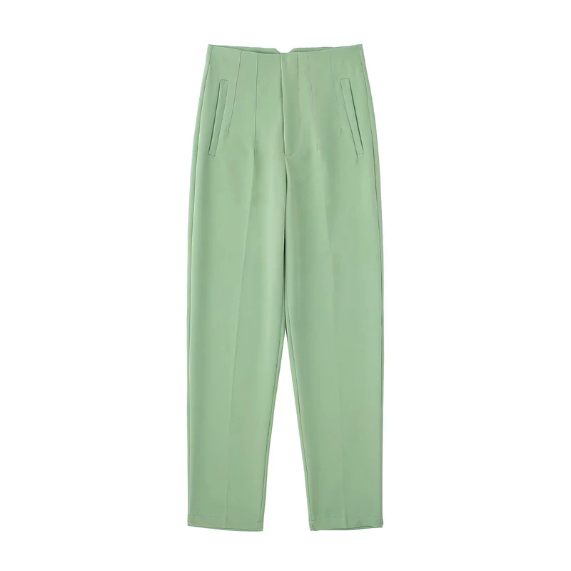 Damen Hochtaillierte tapered Anzughose mit Bügelfalte und Paspeltaschen Drune