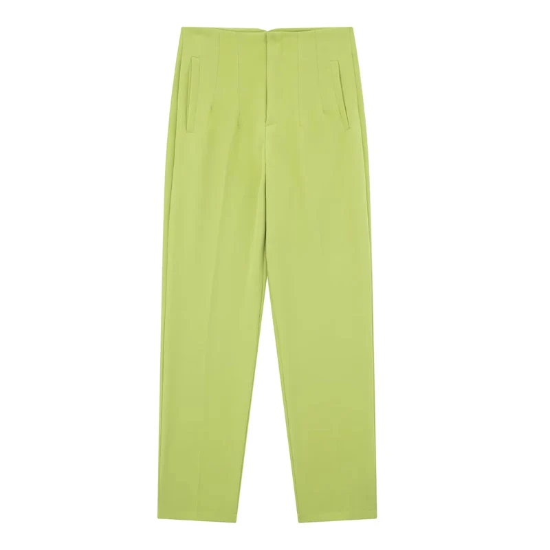 Damen Hochtaillierte tapered Anzughose mit Bügelfalte und Paspeltaschen Drune