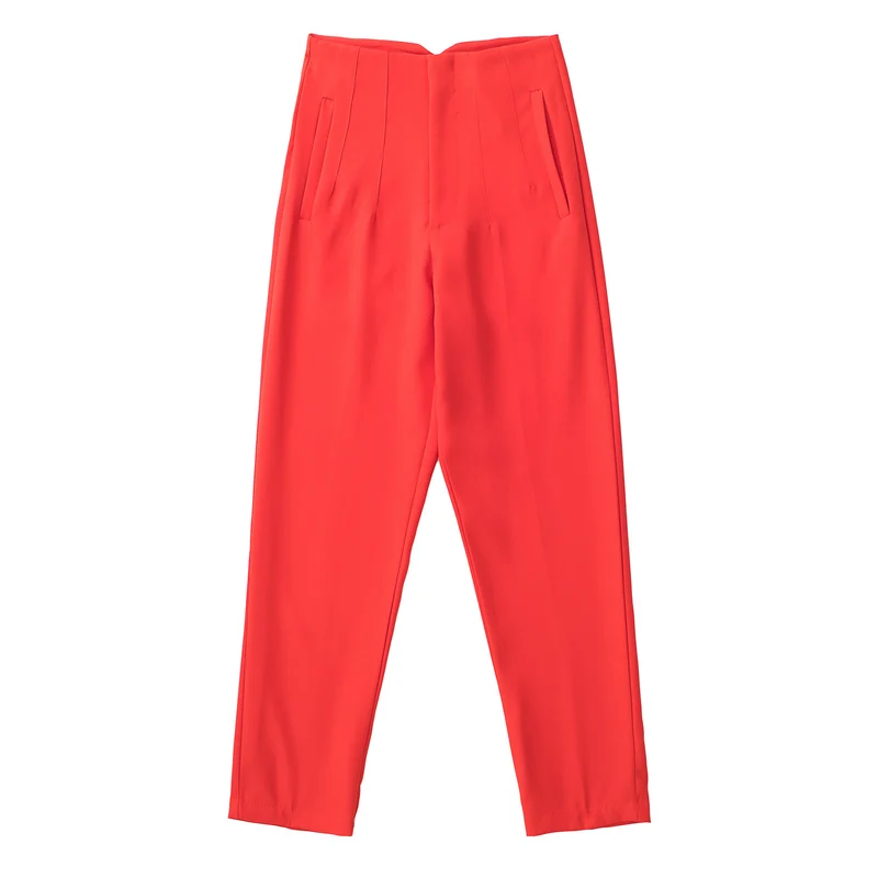 Damen Hochtaillierte tapered Anzughose mit Bügelfalte und Paspeltaschen Drune