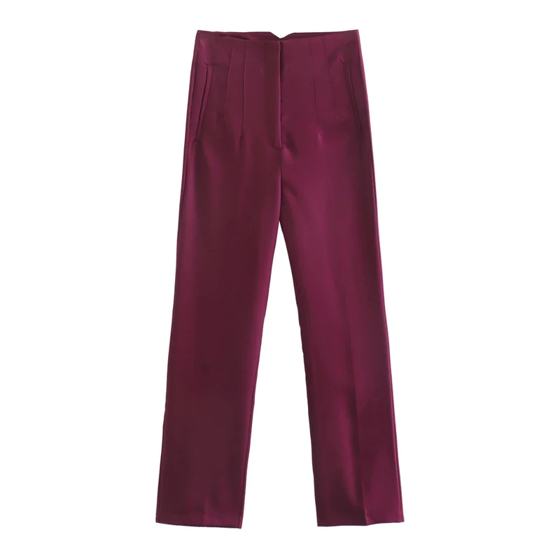 Damen Hochtaillierte tapered Anzughose mit Bügelfalte und Paspeltaschen Drune
