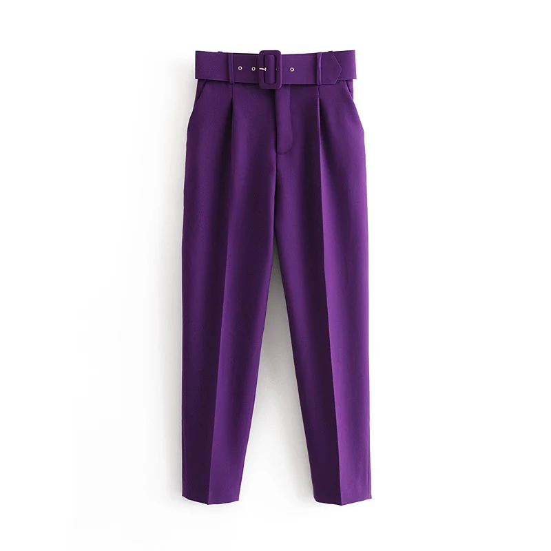 Damen Hochtaillierte Tailored-Hose mit Bundfalten und Stoffgürtel Drune
