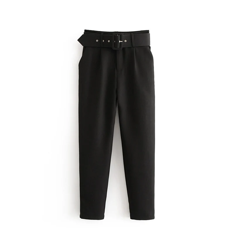 Damen Hochtaillierte Tailored-Hose mit Bundfalten und Stoffgürtel Drune