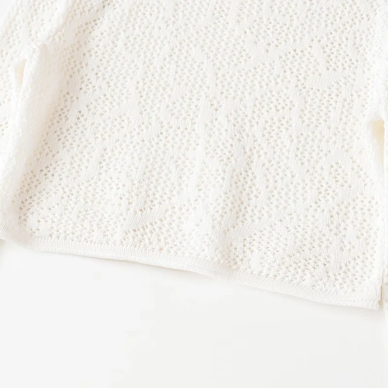 Damen gehäkeltes Cropped-Strickoberteil mit Trompetenärmeln Drune