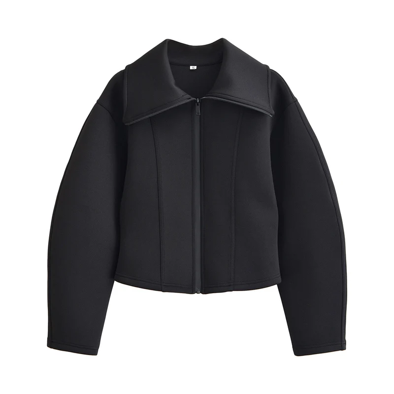 Damen geformte Neoprenjacke mit übergroßem Kragen und taillierter Cropped-Silhouette Drune