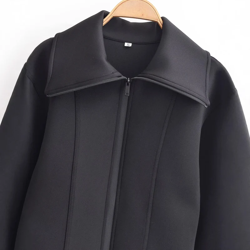 Damen geformte Neoprenjacke mit übergroßem Kragen und taillierter Cropped-Silhouette Drune