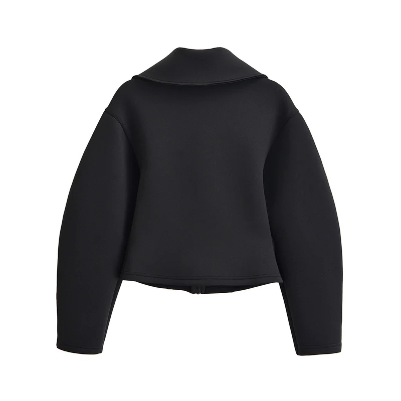 Damen geformte Neoprenjacke mit übergroßem Kragen und taillierter Cropped-Silhouette Drune
