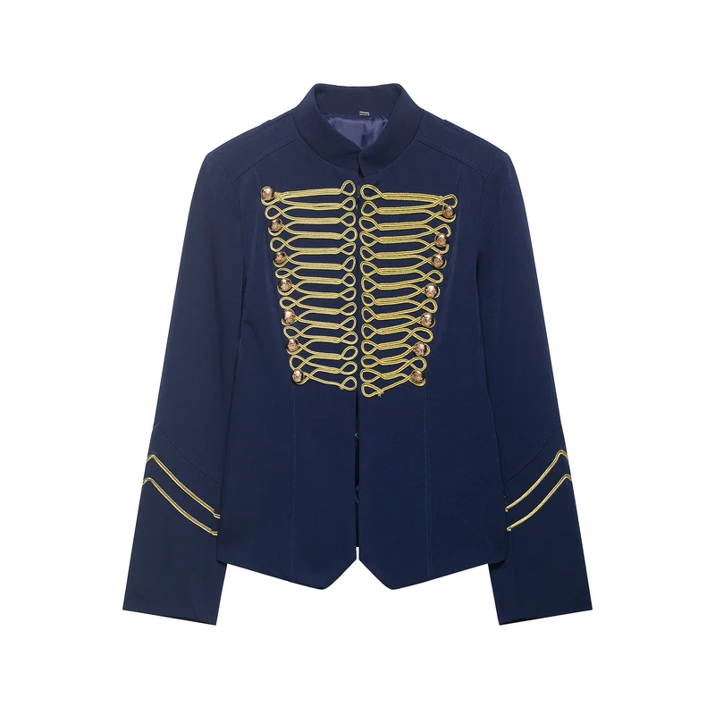 Damen Gala-Militärblazer im Parade‑Stil mit Kordelbesatz und Stehkragen Drune