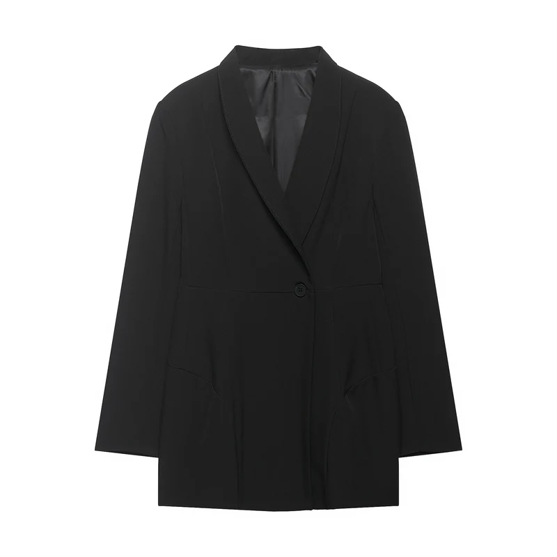 Damen Floraler Schalkragen-Blazer mit lockerem Schnitt und aufgesetzten Taschen Drune
