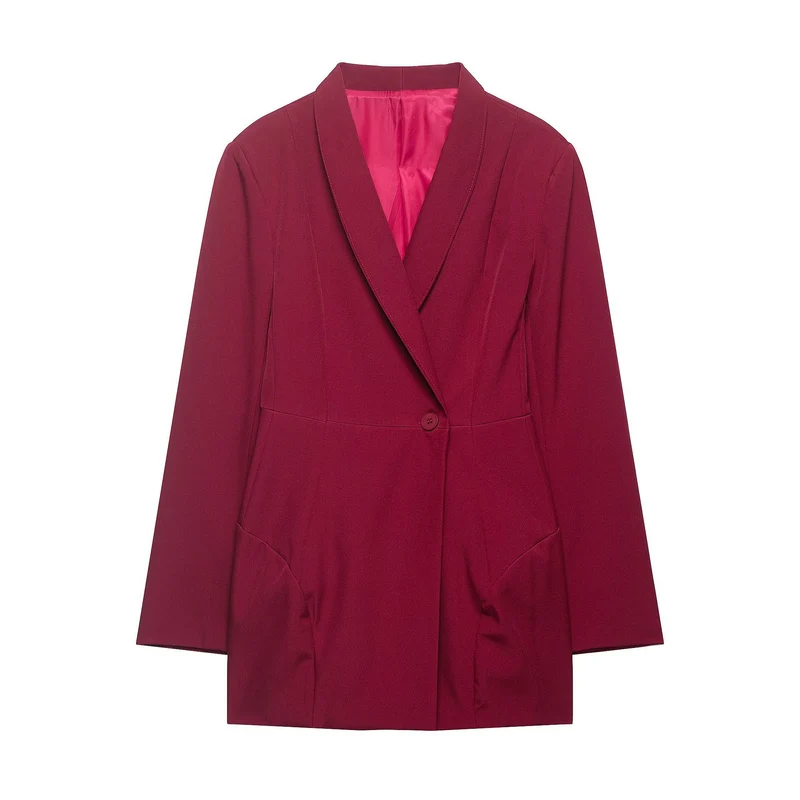 Damen Floraler Schalkragen-Blazer mit lockerem Schnitt und aufgesetzten Taschen Drune