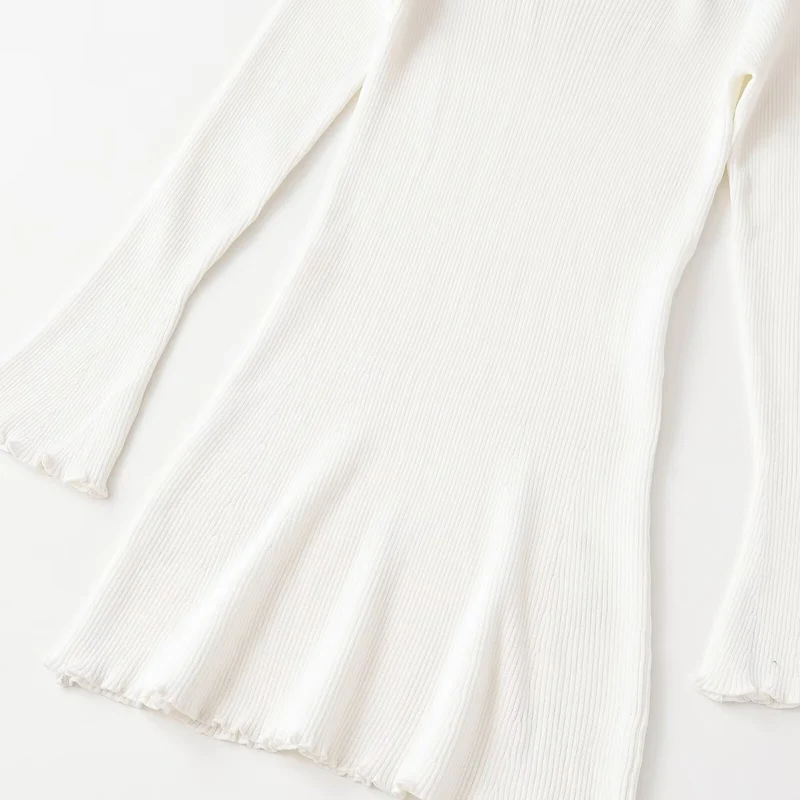 Damen Figurumschmeichelndes Rippstrickkleid mit Trompetenärmeln Drune