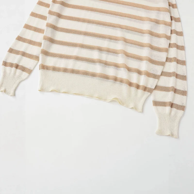 Damen Feinstrickpullover mit Lurex-Streifen und Rundhalsausschnitt Drune