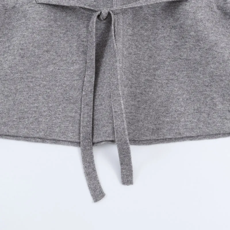 Damen Feinstrick-Pullover mit Tunnelzug‑Taillenband und Ballonärmeln Drune