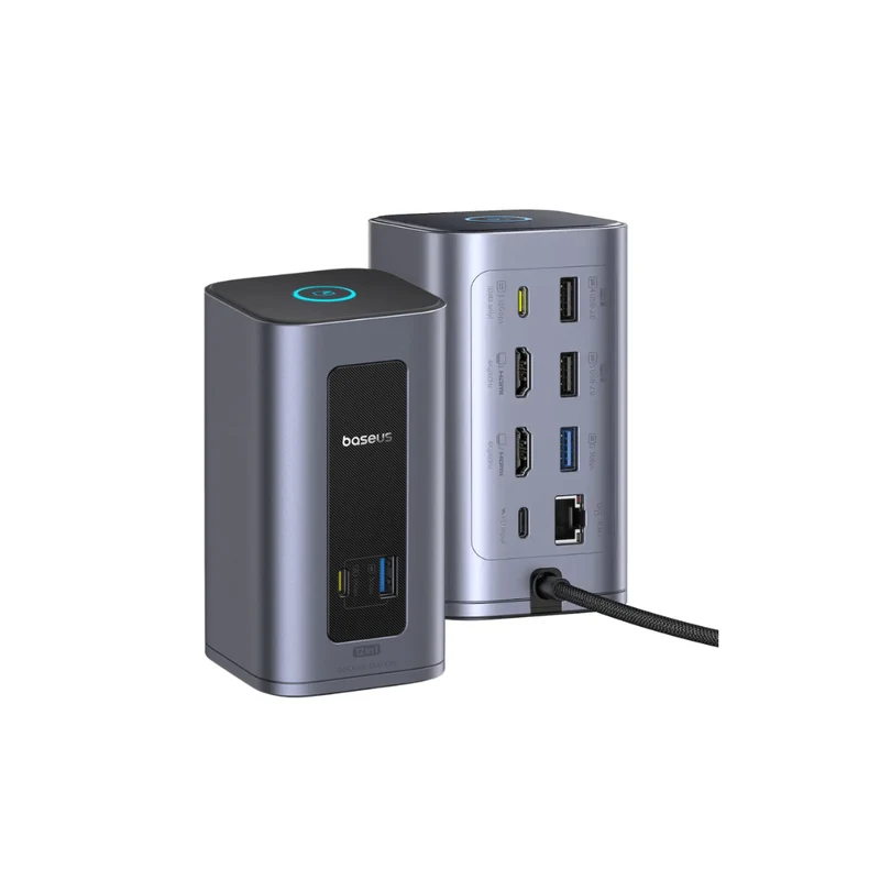 12-in-1 USB-C Hub – Doppelt 4K HDMI, 100W PD, RJ45, SD/TF