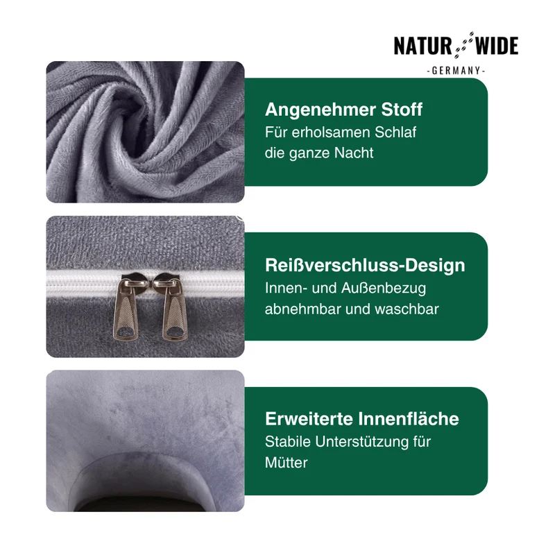 G-förmiges Ganzkörper-Schwangerschaftskissen – Memory-Foam, Baumwollbezug