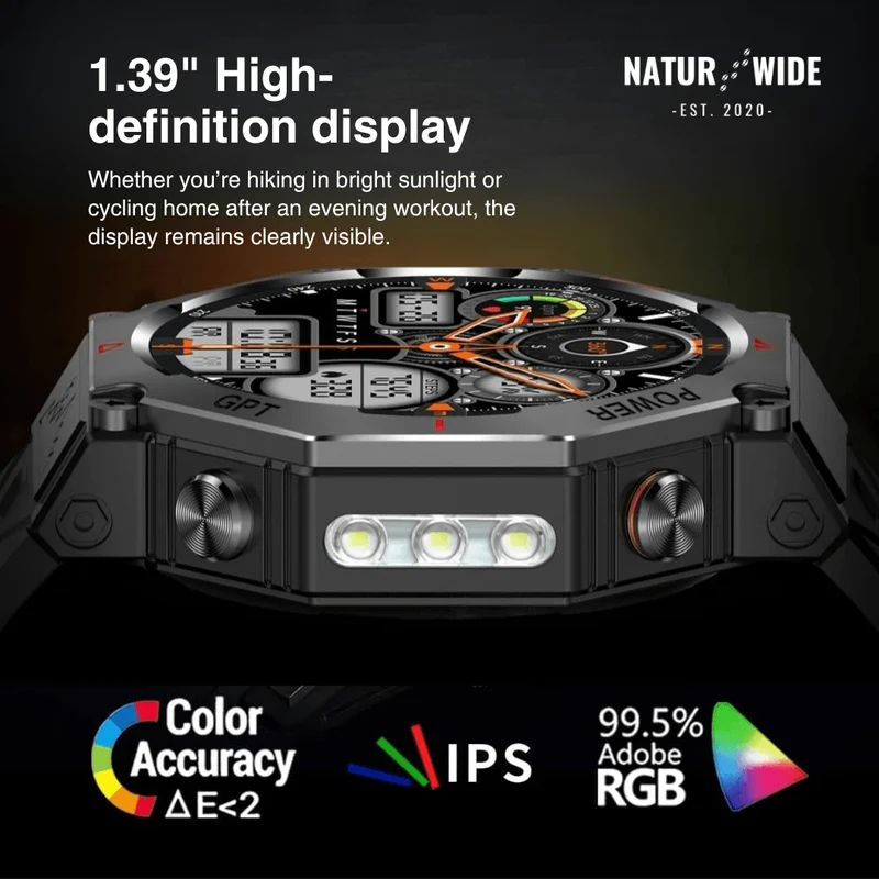 Military GPS Smart Watch – AMOLED, 10ATM, HD Bluetooth Call