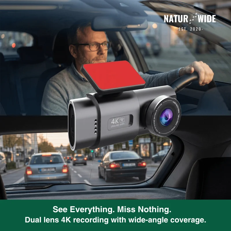 4K Dash Cam with Night Vision, Wi-Fi, GPS & 24H Parking Monitor