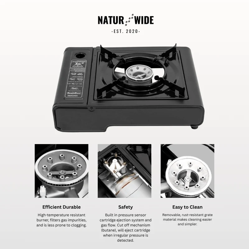Portable Gas Camping Stove 2500W with Spill Tray & Pot Stand