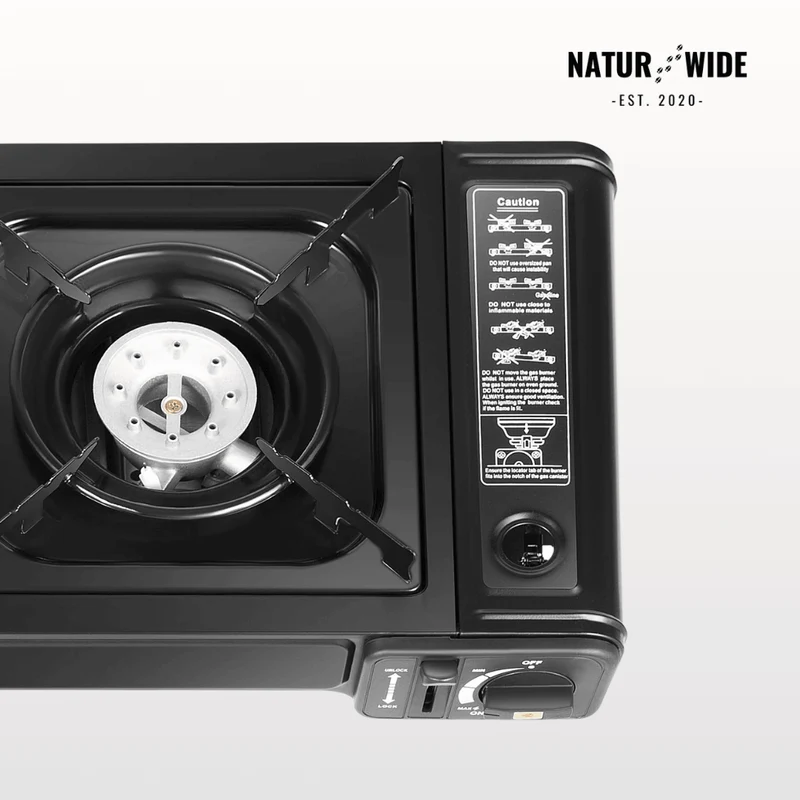 2500W Portable 2-Burner Camping Stove with Grill Tray & Carrying Case