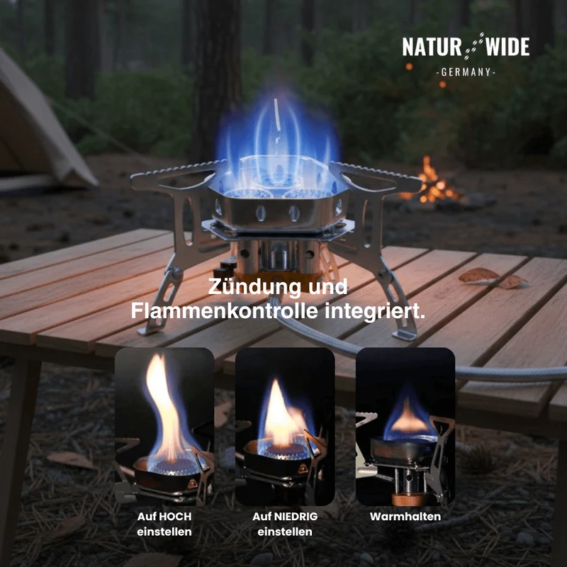 3-Head 5800W Folding Gas Camping Stove – Portable Backpacking Burner