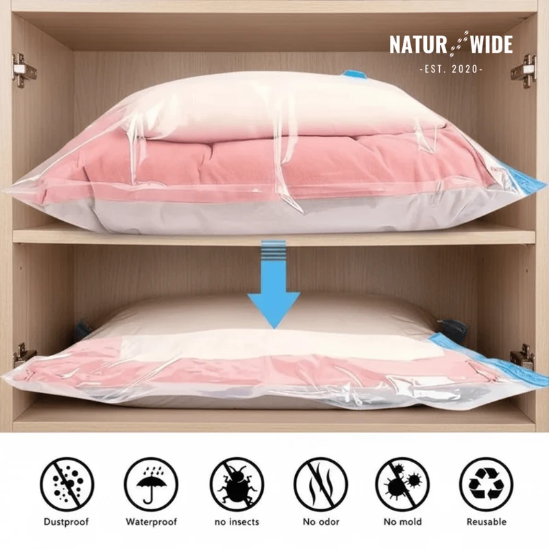 Vacuum Storage Bags for Clothes & Bedding – Space Saver 3-Pack