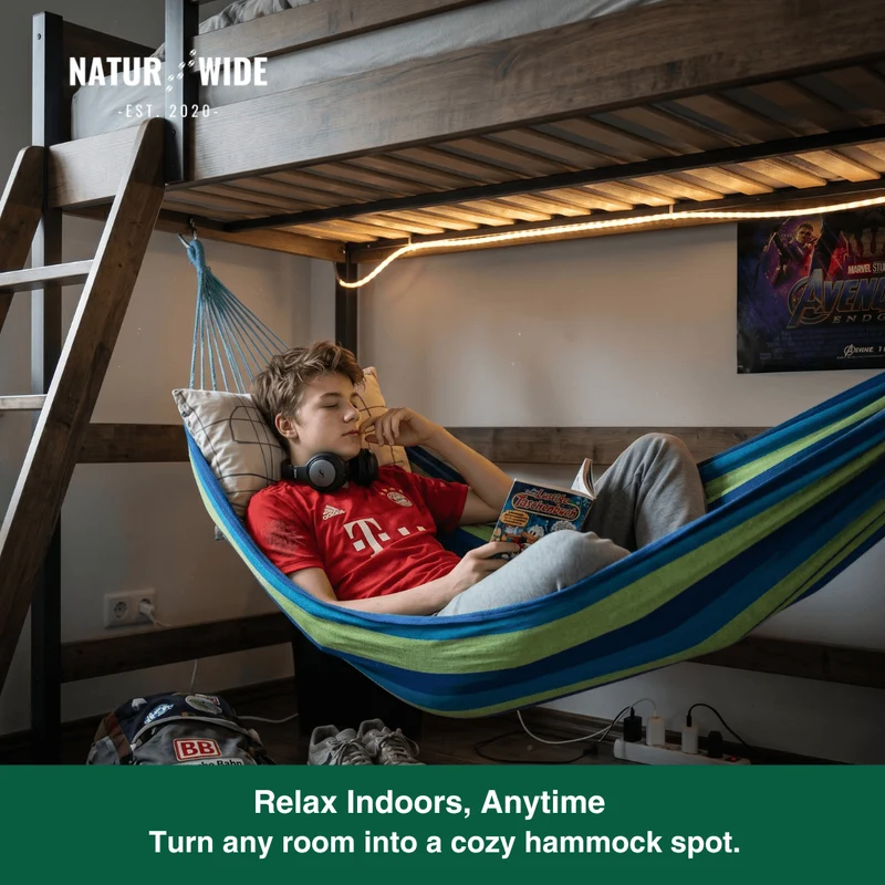 Striped Canvas Hammock – Single & Double Outdoor Sleeping Swing