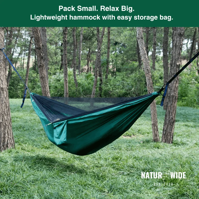 Camping Hammock with Mosquito Net, Rain Fly Tarp & Carry Bag