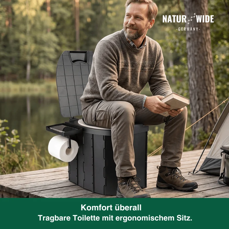 Tragbare Falt-Toilette – Klappbare Campingtoilette für Erwachsene