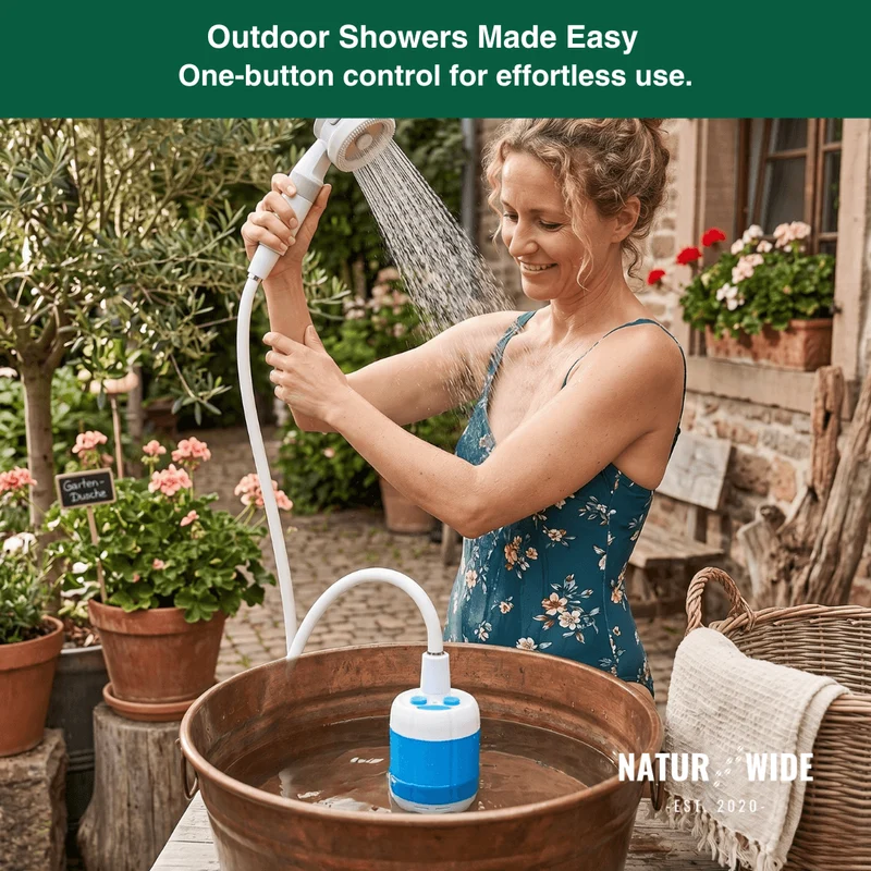Electric Camping Shower Pump – 5000mAh Rechargeable with Display