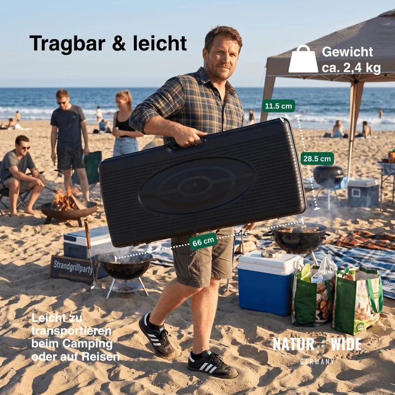 2500W Tragbarer 2-Flammen-Campingkocher mit Grillschale & Tragetasche