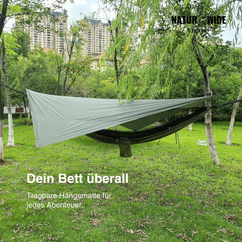 Camping-Hängematte mit Moskitonetz, Regenschutz-Tarp & Tasche