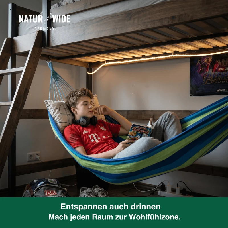 Gestreifte Hängematte – Einzel- & Doppel-Outdoor-Schlafhängematte