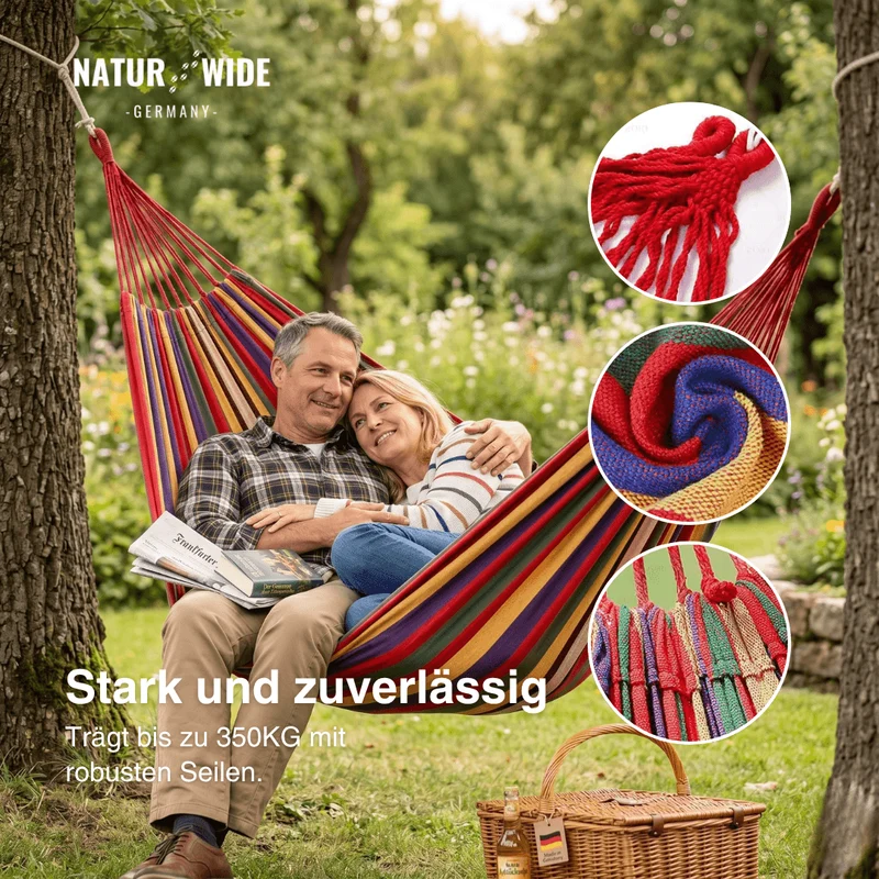Gestreifte Hängematte – Einzel- & Doppel-Outdoor-Schlafhängematte