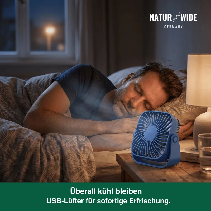 USB Mini-Tischventilator – 10 cm Tragbarer 3-Stufen 360° Ventilator