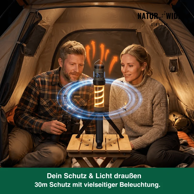 5-in-1 Campinglampe – LED-Taschenlampe & Mückenschutzlicht