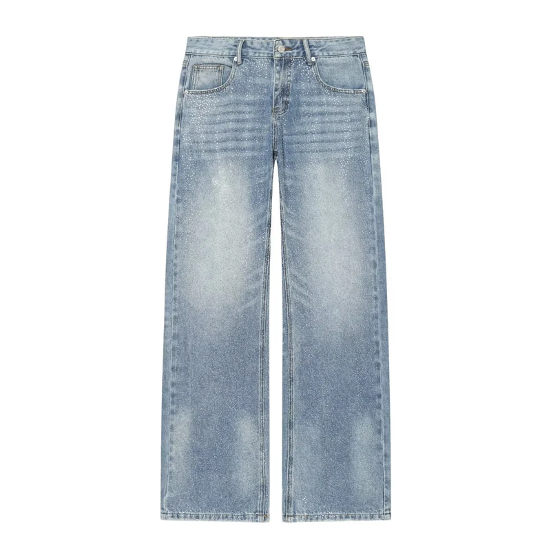 Damen Weite Denim-Jeans mit Glitzerfinish und hoher Taille Drune