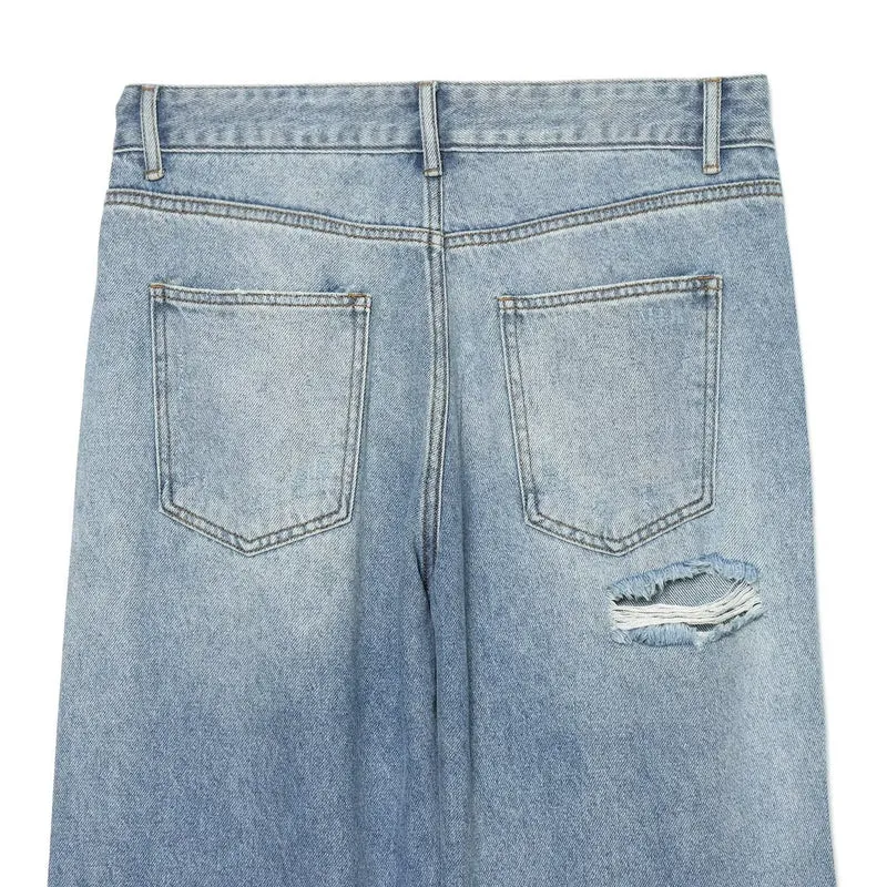 Damen Weite Denim-Jeans mit Glitzerfinish und hoher Taille Drune